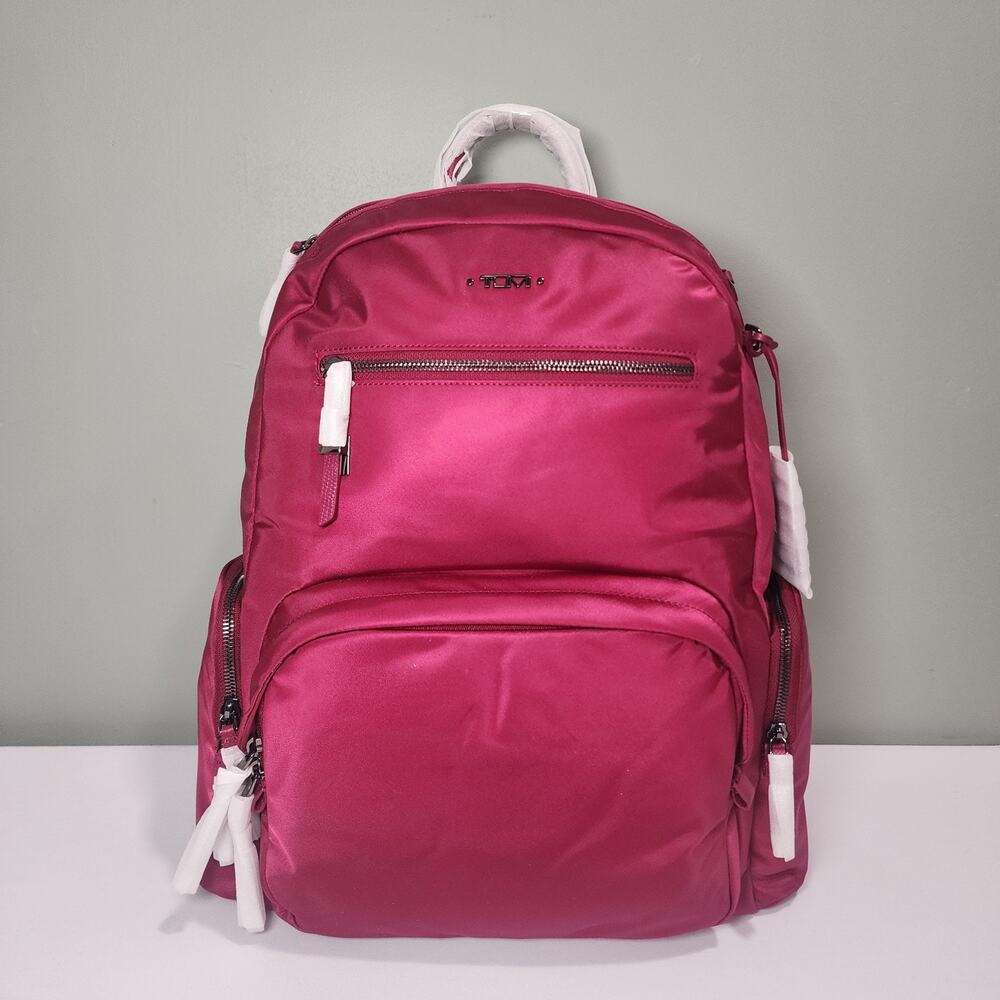 NWT TUMI CAREN Dark Sherry Backpack Laptop Travel Red Pink
